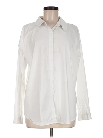 Pre-owned Jjill Long Sleeve Button Down Shirt In Ivory