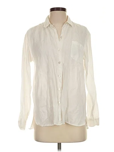 Pre-owned Jjill Long Sleeve Button Down Shirt In Ivory