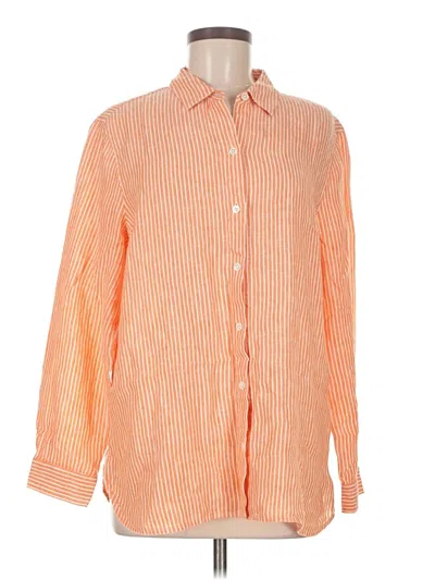 Pre-owned Jjill Long Sleeve Button Down Shirt In Orange
