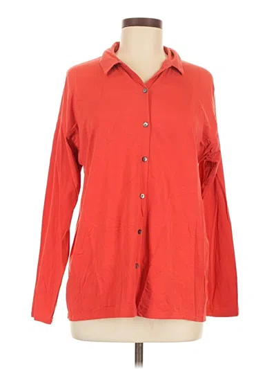 Pre-owned Jjill Long Sleeve Button Down Shirt In Orange