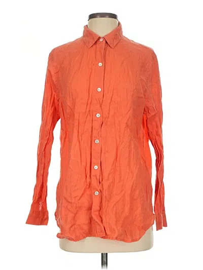 Pre-owned Jjill Long Sleeve Button Down Shirt In Orange