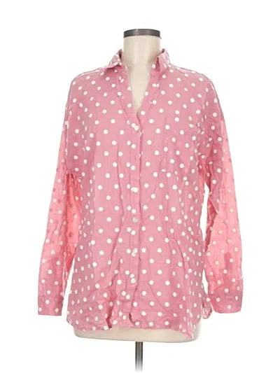Pre-owned Jjill Long Sleeve Button Down Shirt In Pink