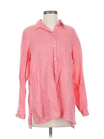 Pre-owned Jjill Long Sleeve Button Down Shirt In Pink
