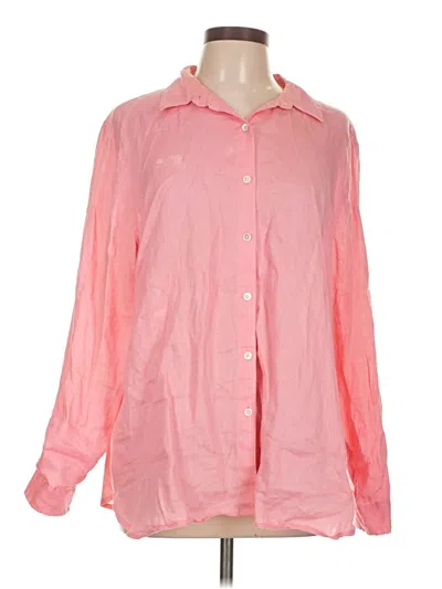 Pre-owned Jjill Long Sleeve Button Down Shirt In Pink