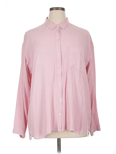 Pre-owned Jjill Long Sleeve Button Down Shirt In Pink