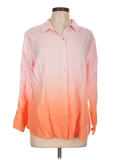 Pre-owned Jjill Long Sleeve Button Down Shirt In Pink