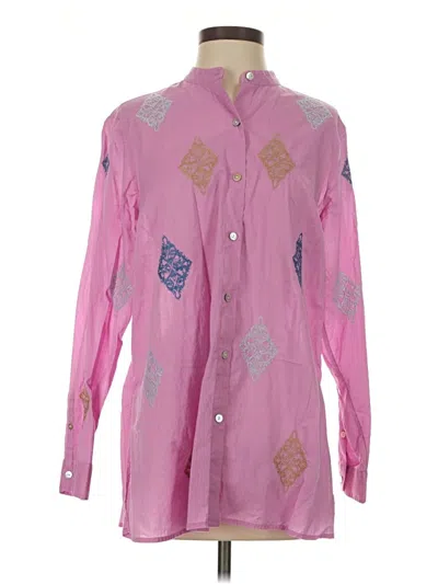 Pre-owned Jjill Long Sleeve Button Down Shirt In Pink