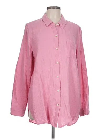 Pre-owned Jjill Long Sleeve Button Down Shirt In Pink