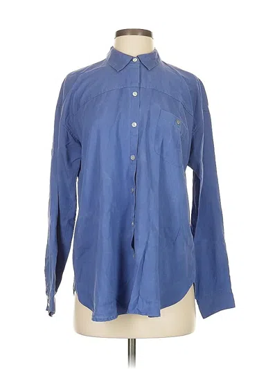Pre-owned Jjill Long Sleeve Button Down Shirt In Purple