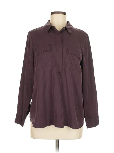 Pre-owned Jjill Long Sleeve Button Down Shirt In Purple