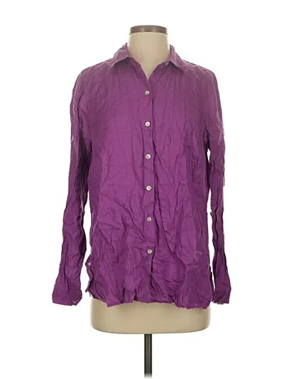 Pre-owned Jjill Long Sleeve Button Down Shirt In Purple