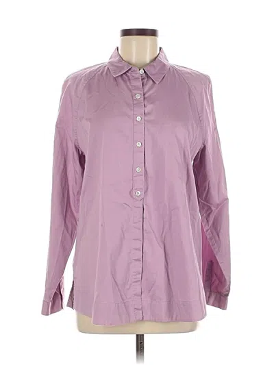 Pre-owned Jjill Long Sleeve Button Down Shirt In Purple