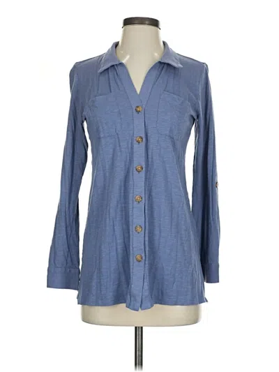 Pre-owned Jjill Long Sleeve Button Down Shirt In Purple