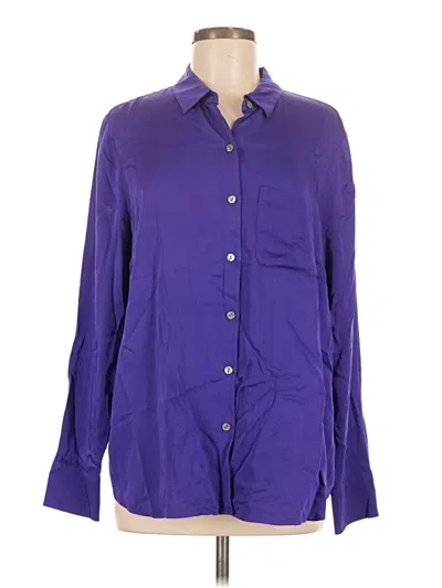 Pre-owned Jjill Long Sleeve Button Down Shirt In Purple