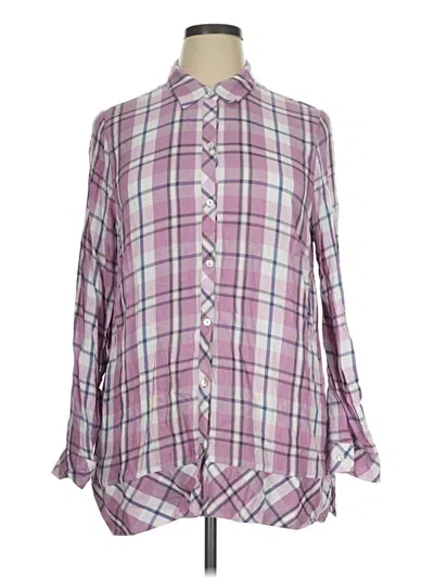 Pre-owned Jjill Long Sleeve Button Down Shirt In Purple