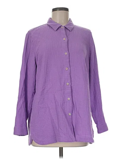 Pre-owned Jjill Long Sleeve Button Down Shirt In Purple
