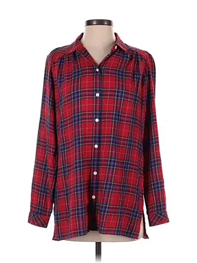 Pre-owned Jjill Long Sleeve Button Down Shirt In Red