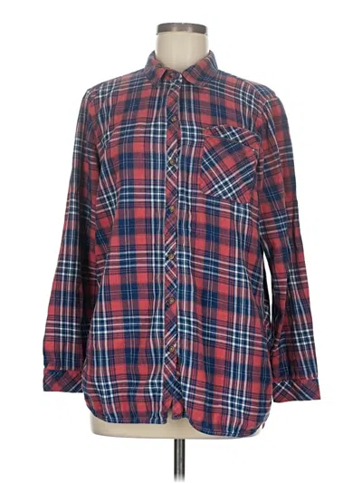 Pre-owned Jjill Long Sleeve Button Down Shirt In Red