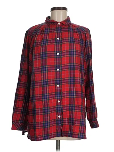 Pre-owned Jjill Long Sleeve Button Down Shirt In Red