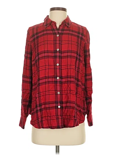 Pre-owned Jjill Long Sleeve Button Down Shirt In Red