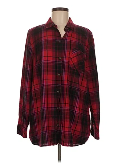 Pre-owned Jjill Long Sleeve Button Down Shirt In Red