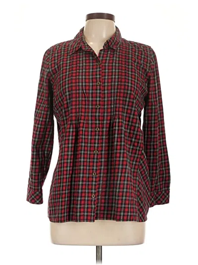 Pre-owned Jjill Long Sleeve Button Down Shirt In Red