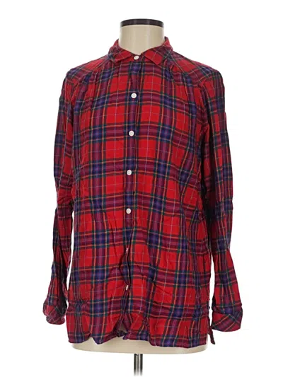 Pre-owned Jjill Long Sleeve Button Down Shirt In Red