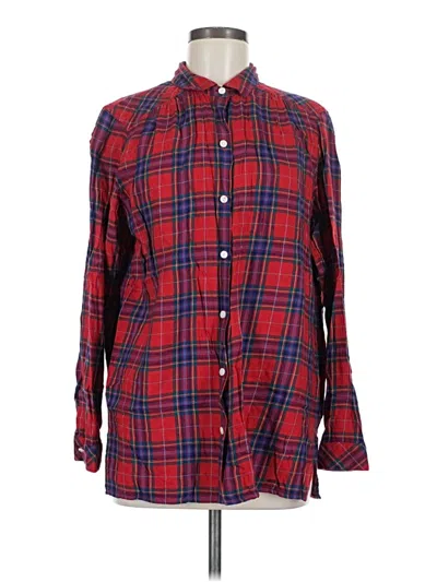 Pre-owned Jjill Long Sleeve Button Down Shirt In Red