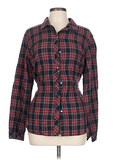 Pre-owned Jjill Long Sleeve Button Down Shirt In Red