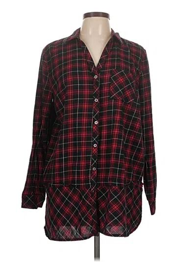 Pre-owned Jjill Long Sleeve Button Down Shirt In Red