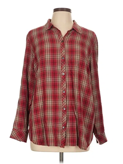 Pre-owned Jjill Long Sleeve Button Down Shirt In Red