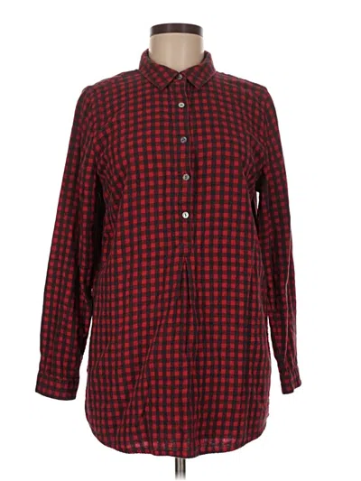 Pre-owned Jjill Long Sleeve Button Down Shirt In Red