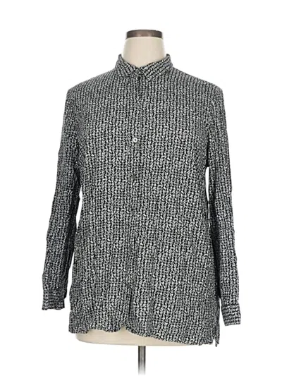 Pre-owned Jjill Long Sleeve Button Down Shirt In Silver