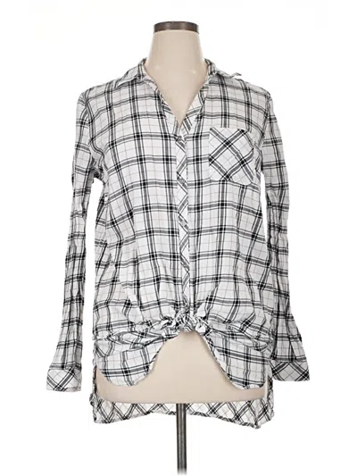 Pre-owned Jjill Long Sleeve Button Down Shirt In Silver