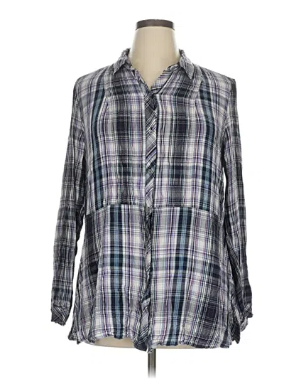 Pre-owned Jjill Long Sleeve Button Down Shirt In Silver