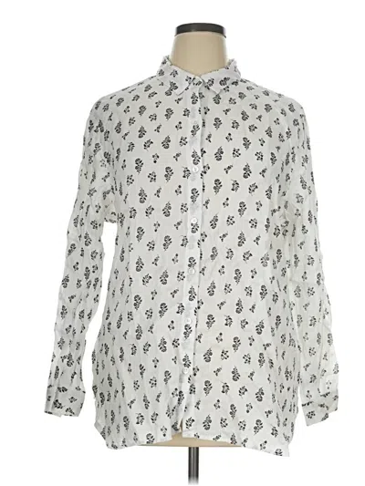 Pre-owned Jjill Long Sleeve Button Down Shirt In Silver