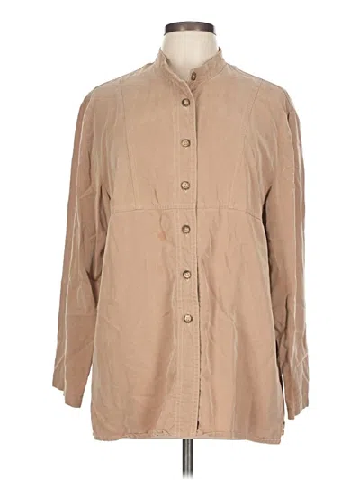 Pre-owned Jjill Long Sleeve Button Down Shirt In Tan