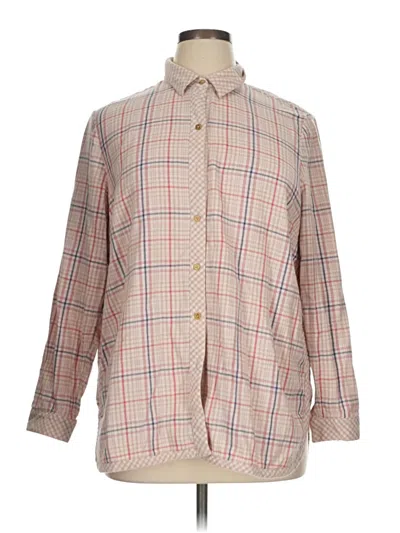 Pre-owned Jjill Long Sleeve Button Down Shirt In Tan