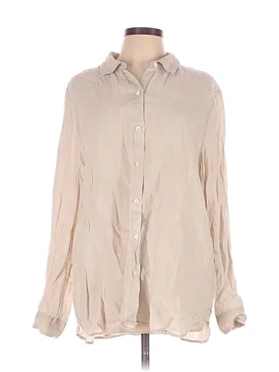 Pre-owned Jjill Long Sleeve Button Down Shirt In Tan