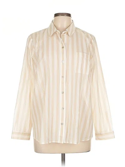 Pre-owned Jjill Long Sleeve Button Down Shirt In White