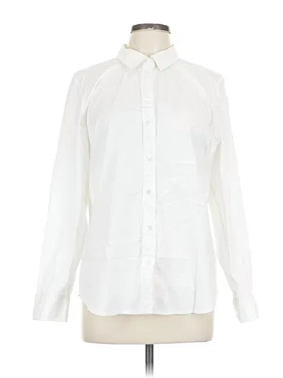 Pre-owned Jjill Long Sleeve Button Down Shirt In White