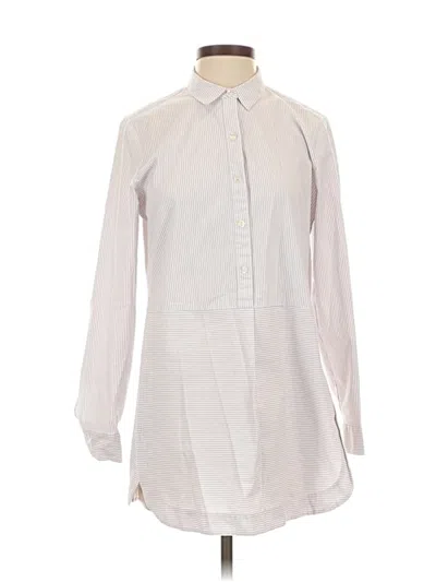 Pre-owned Jjill Long Sleeve Button Down Shirt In White