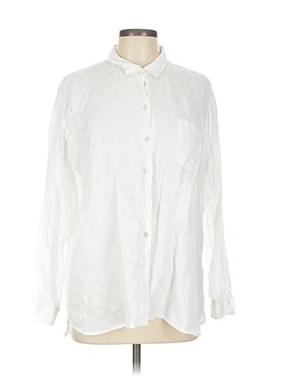 Pre-owned Jjill Long Sleeve Button Down Shirt In White