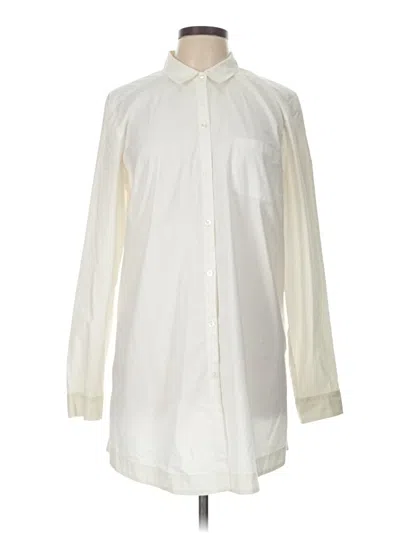 Pre-owned Jjill Long Sleeve Button Down Shirt In White