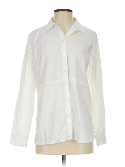 Pre-owned Jjill Long Sleeve Button Down Shirt In White