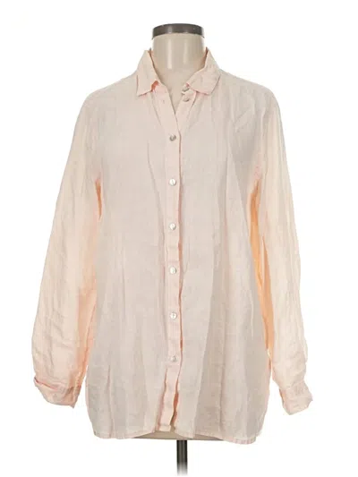 Pre-owned Jjill Long Sleeve Button Down Shirt In White