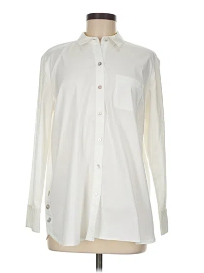 Pre-owned Jjill Long Sleeve Button Down Shirt In White