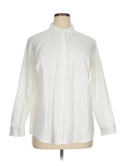 Pre-owned Jjill Long Sleeve Button Down Shirt In White
