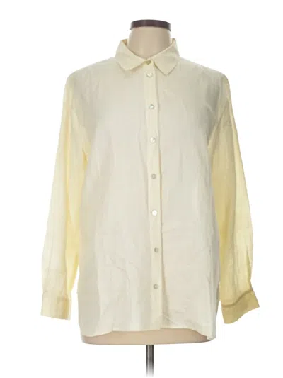 Pre-owned Jjill Long Sleeve Button Down Shirt In White