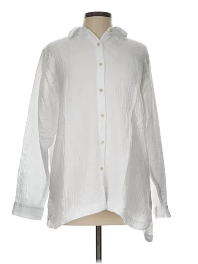 Pre-owned Jjill Long Sleeve Button Down Shirt In White